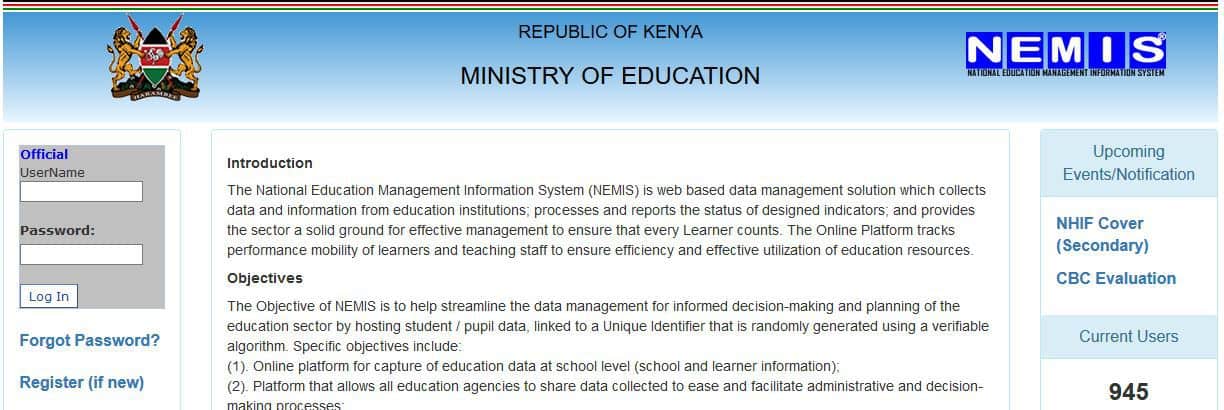 NEMIS portal registration