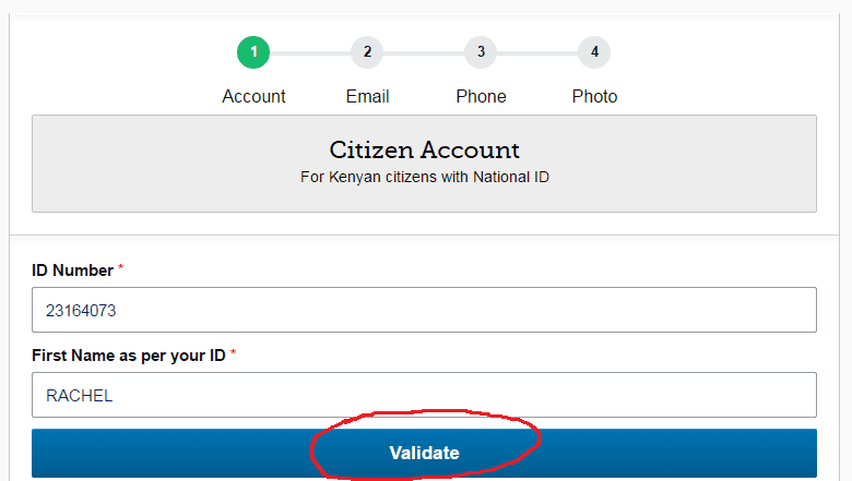eCitizen portal registration