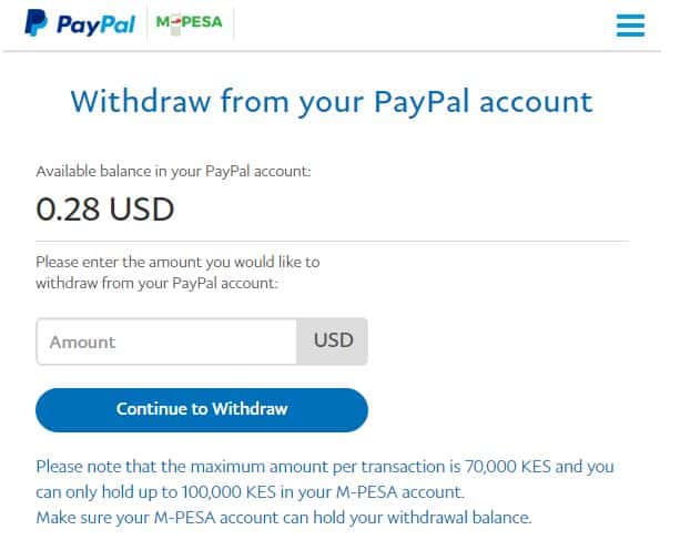 paypal to mpesa withdrawal